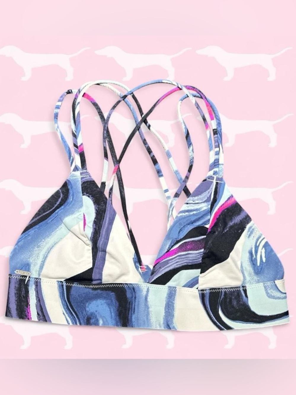 PINK Victoria's Secret Marble-Print Strappy Bralette - Blue, Pink & Black